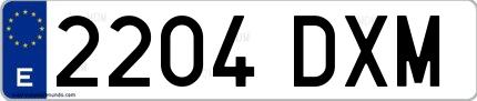 Ejemplo de matrícula española 2204 DXM