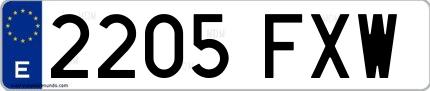 Ejemplo de matrícula española 2205 FXW