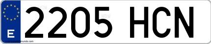 Ejemplo de matrícula española 2205 HCN