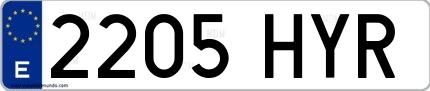 Ejemplo de matrícula española 2205 HYR