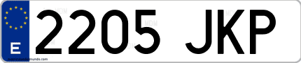 Ejemplo de matrícula de coche ordinaria 2205 JKP