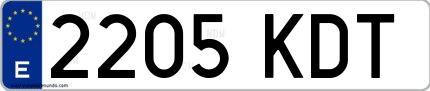Ejemplo de matrícula española 2205 KDT