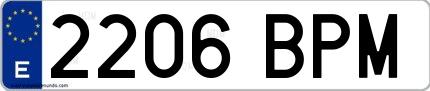 Ejemplo de matrícula de coche ordinaria 2206 BPM