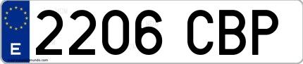 Ejemplo de matrícula española 2206 CBP