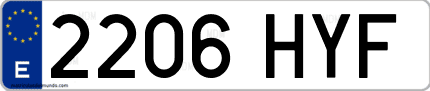 Ejemplo de matrícula de coche ordinaria 2206 HYF
