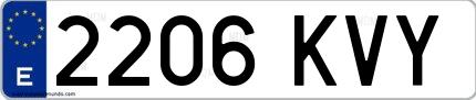 Ejemplo de matrícula española 2206 KVY