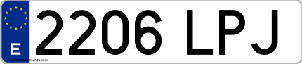 Ejemplo de matrícula de coche ordinaria 2206 LPJ