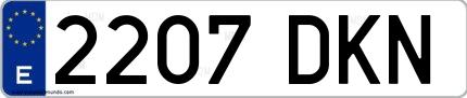 Ejemplo de matrícula española 2207 DKN
