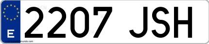 Ejemplo de matrícula española 2207 JSH