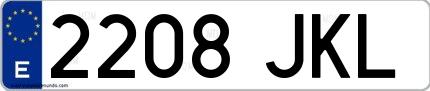 Ejemplo de matrícula española 2208 JKL