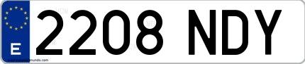 Ejemplo de matrícula española 2208 NDY