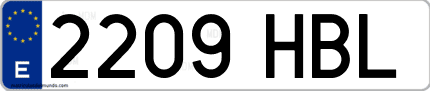 Ejemplo de matrícula de coche ordinaria 2209 HBL