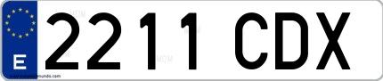 Ejemplo de matrícula española 2211 CDX