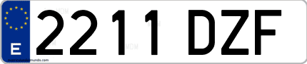 Ejemplo de matrícula de coche ordinaria 2211 DZF