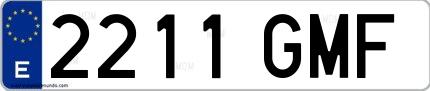 Ejemplo de matrícula española 2211 GMF