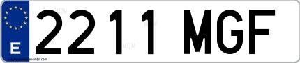 Ejemplo de matrícula española 2211 MGF