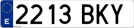 Ejemplo de matrícula de coche ordinaria 2213 BKY