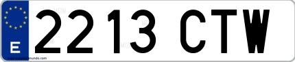 Ejemplo de matrícula española 2213 CTW