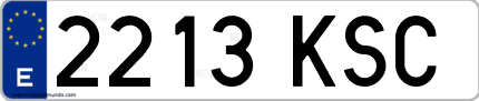 Ejemplo de matrícula de coche ordinaria 2213 KSC