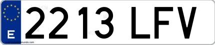 Ejemplo de matrícula española 2213 LFV