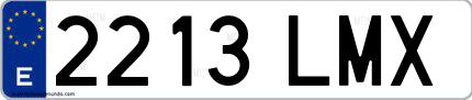 Ejemplo de matrícula española 2213 LMX