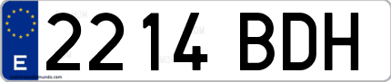 Ejemplo de matrícula de coche ordinaria 2214 BDH