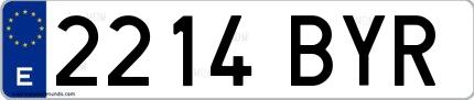 Ejemplo de matrícula española 2214 BYR