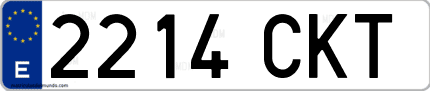 Ejemplo de matrícula de coche ordinaria 2214 CKT