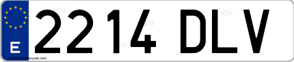 Ejemplo de matrícula de coche ordinaria 2214 DLV