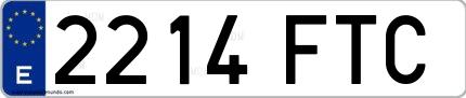 Ejemplo de matrícula española 2214 FTC