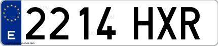 Ejemplo de matrícula española 2214 HXR