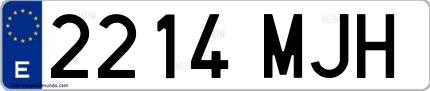 Ejemplo de matrícula española 2214 MJH