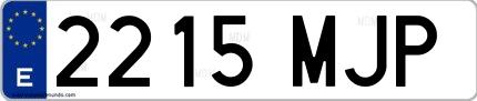 Ejemplo de matrícula española 2215 MJP
