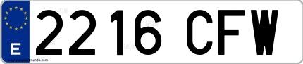 Ejemplo de matrícula española 2216 CFW