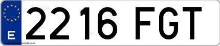 Ejemplo de matrícula española 2216 FGT