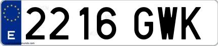 Ejemplo de matrícula española 2216 GWK