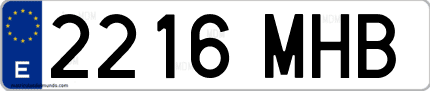 Ejemplo de matrícula de coche ordinaria 2216 MHB