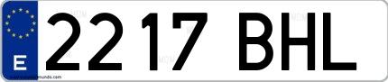 Ejemplo de matrícula española 2217 BHL