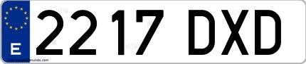 Ejemplo de matrícula española 2217 DXD
