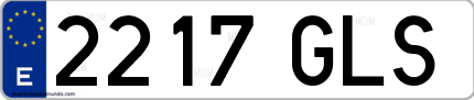 Ejemplo de matrícula de coche ordinaria 2217 GLS
