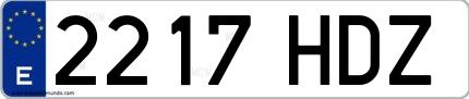 Ejemplo de matrícula española 2217 HDZ