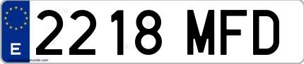 Ejemplo de matrícula española 2218 MFD