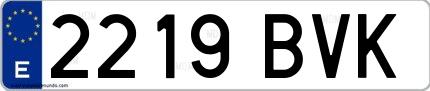 Ejemplo de matrícula española 2219 BVK