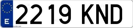 Ejemplo de matrícula española 2219 KND