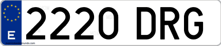 Ejemplo de matrícula de coche ordinaria 2220 DRG