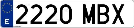 Ejemplo de matrícula de coche ordinaria 2220 MBX