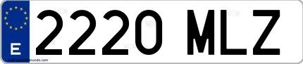 Ejemplo de matrícula española 2220 MLZ