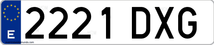 Ejemplo de matrícula de coche ordinaria 2221 DXG