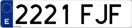 Ejemplo de matrícula española 2221 FJF