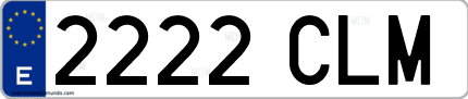 Ejemplo de matrícula de coche ordinaria 2222 CLM